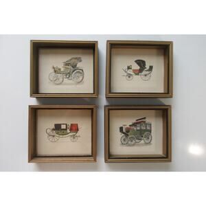 Vintage Buggy and Coach Framed Prints 4 Set Lambert #450